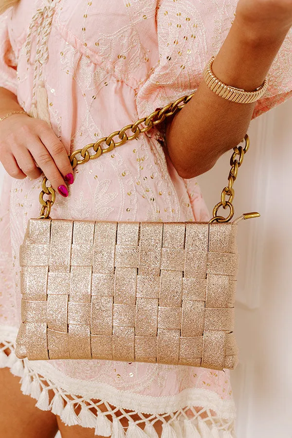 Mimie Vegan Leather Woven Crossbody Bag in Rose Gold sold by Impressions product image thumbnail 4