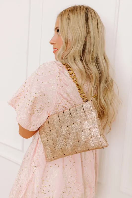 Mimie Vegan Leather Woven Crossbody Bag in Rose Gold sold by Impressions