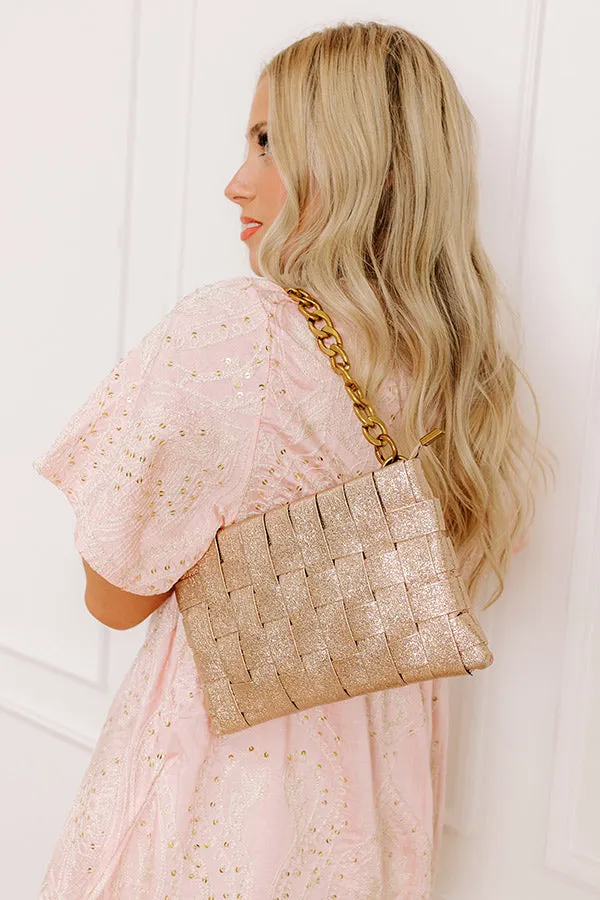 Mimie Vegan Leather Woven Crossbody Bag in Rose Gold sold by Impressions