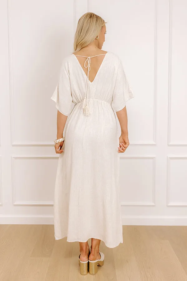 Island Oasis Linen-Blend Embroidered Midi Dress sold by Impressions product image thumbnail 4