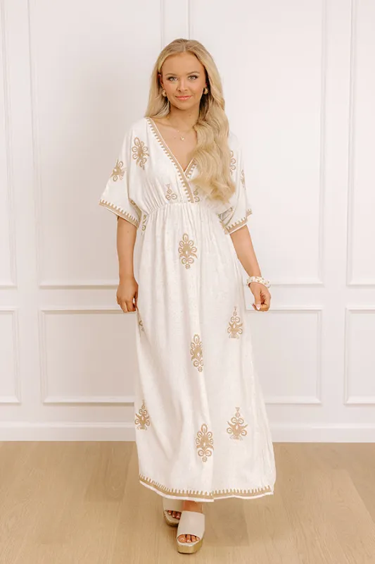 Island Oasis Linen-Blend Embroidered Midi Dress sold by Impressions