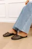 The Elsie Faux Leather Woven Flats in Black sold by Impressions