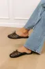 The Elsie Faux Leather Woven Flats in Black sold by Impressions