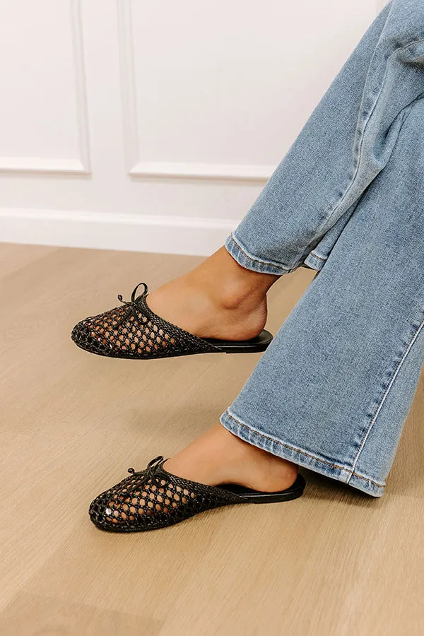 The Elsie Faux Leather Woven Flats in Black sold by Impressions