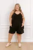Casual Cues Vintage Wash Romper in Vintage Black Curves sold by Impressions