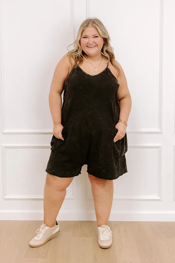 Casual Cues Vintage Wash Romper in Vintage Black Curves sold by Impressions product image thumbnail 4