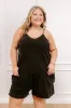 Casual Cues Vintage Wash Romper in Vintage Black Curves sold by Impressions