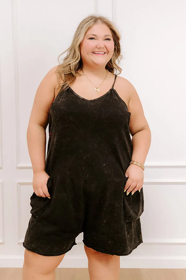 Casual Cues Vintage Wash Romper in Vintage Black Curves sold by Impressions product image thumbnail 5