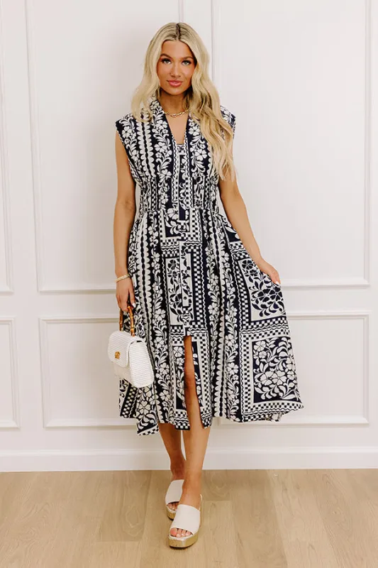 Hawaii Holiday Floral Midi Dress in Navy sold by Impressions