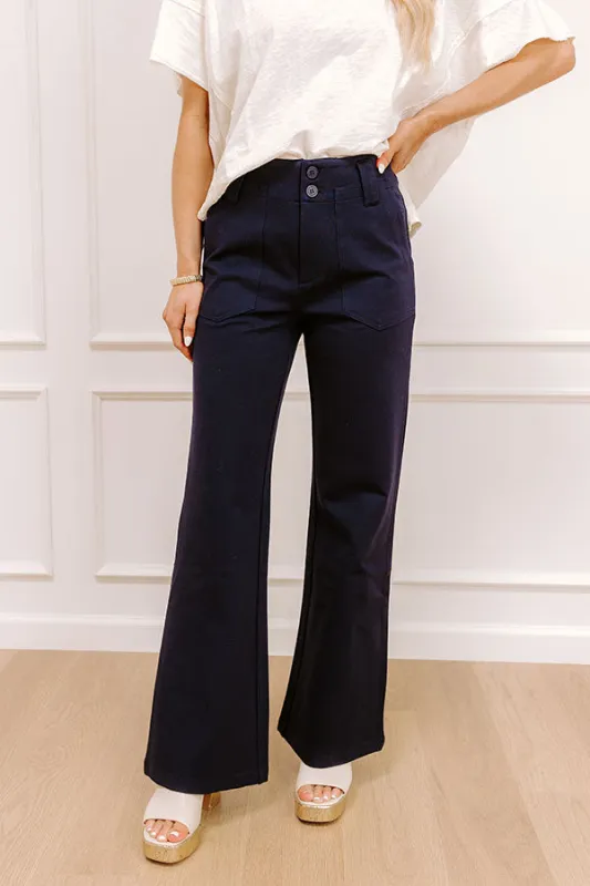 The Diana High Waist Flares in Navy sold by Impressions