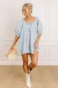 Sweetest Smile Denim Romper in Light Wash sold by Impressions
