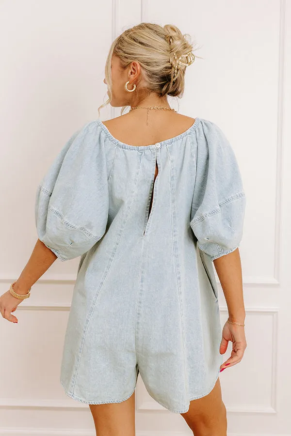 Sweetest Smile Denim Romper in Light Wash sold by Impressions product image thumbnail 5