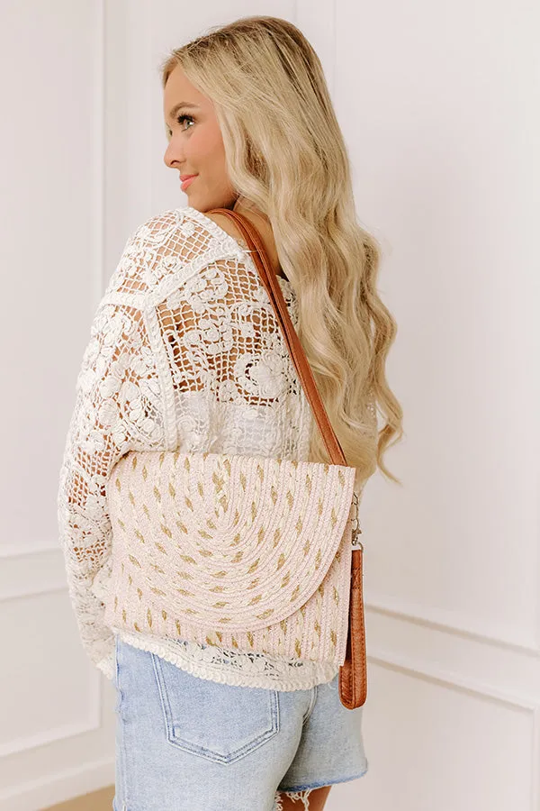 Cocktail Hour Raffia Woven Clutch in Pink sold by Impressions