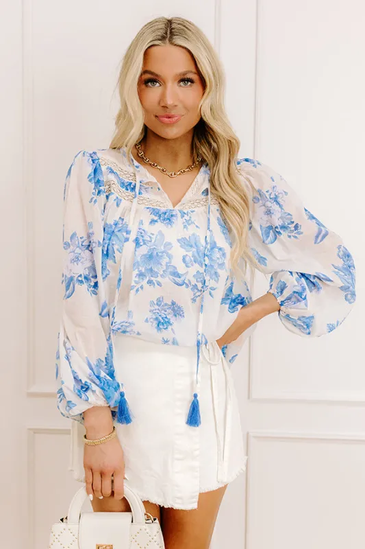 Garden Serenade Floral Top in Blue sold by Impressions