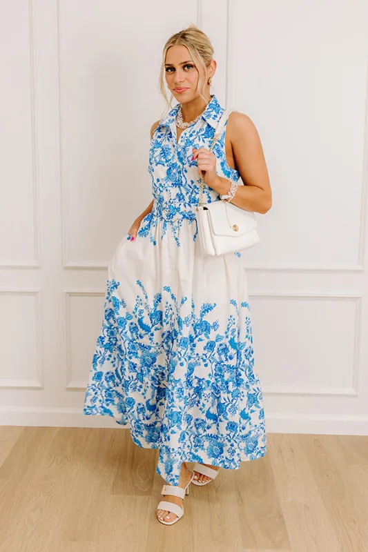 Tea Garden Stroll Floral Midi Dress sold by Impressions
