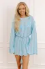 Oceanside Dreaming Pointelle Knit Mini Dress in Aqua sold by Impressions