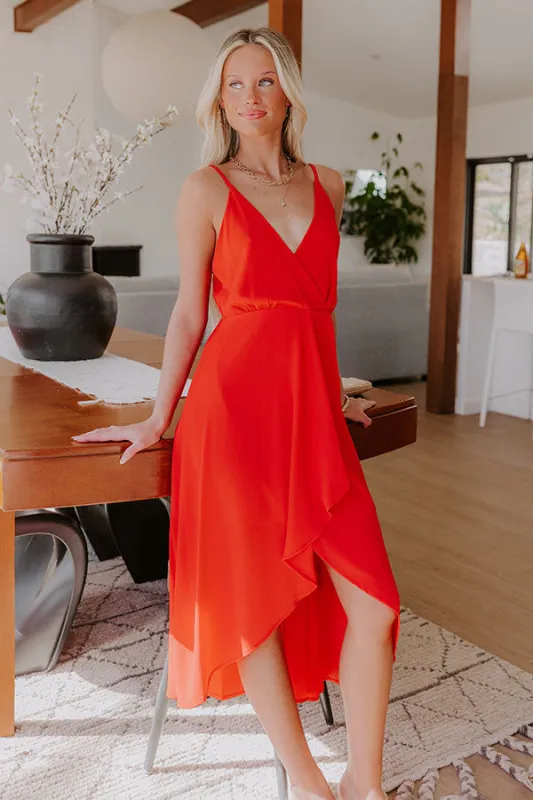 Cocktails First Midi Dress in Red sold by Impressions