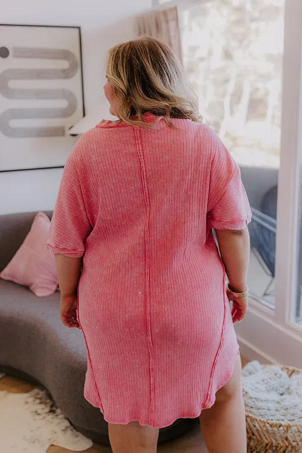 Girls Brunch Ribbed T-shirt Mini Dress in Blooming Dahlia sold by Impressions product image thumbnail 4