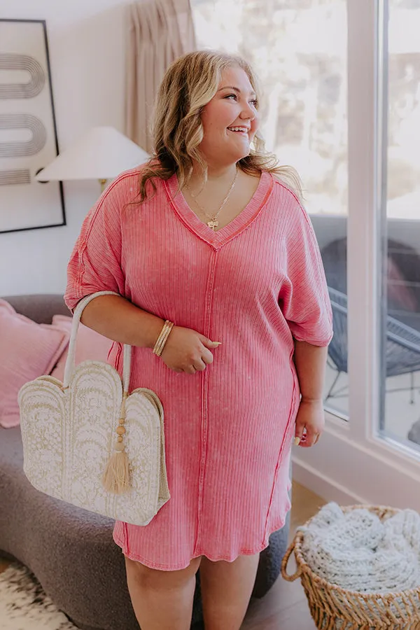 Girls Brunch Ribbed T-shirt Mini Dress in Blooming Dahlia sold by Impressions