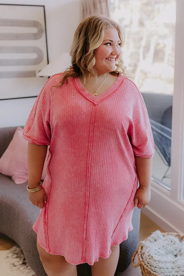 Girls Brunch Ribbed T-shirt Mini Dress in Blooming Dahlia sold by Impressions product image thumbnail 5