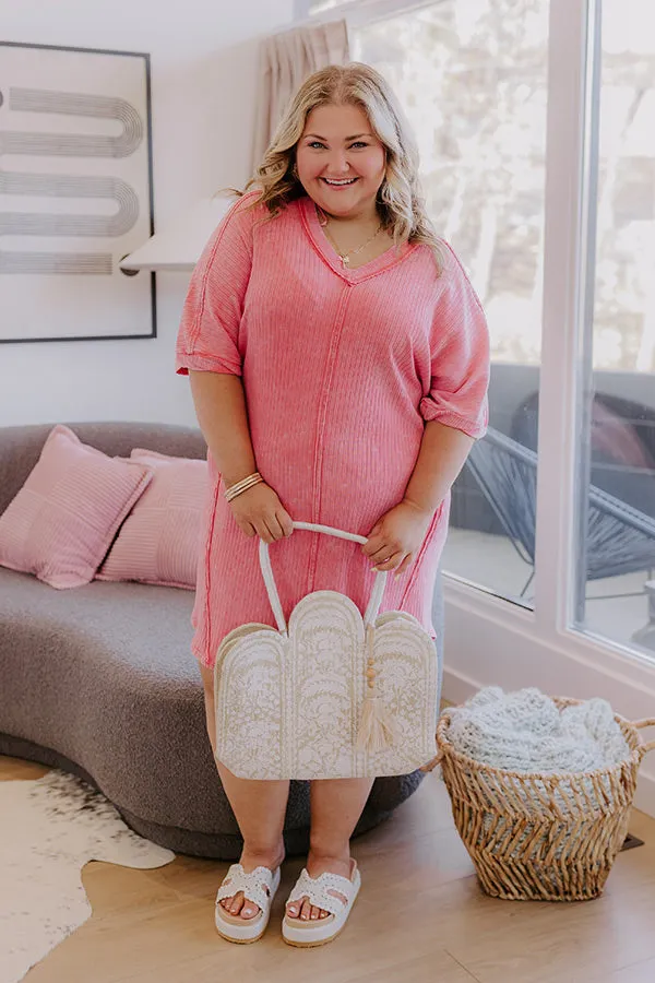 Girls Brunch Ribbed T-shirt Mini Dress in Blooming Dahlia sold by Impressions product image thumbnail 2