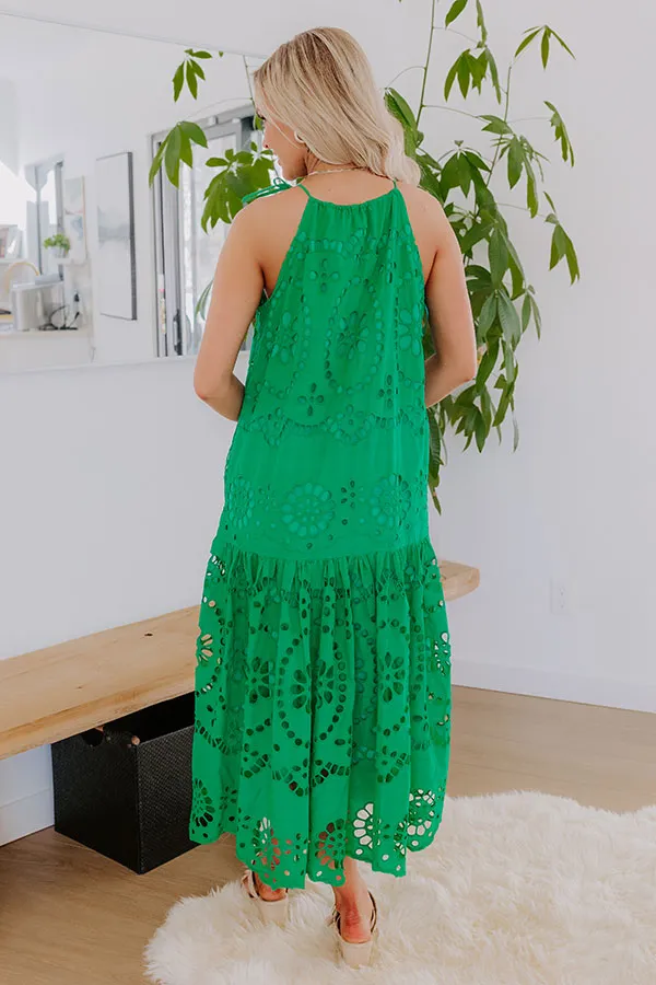 Happy Energy Eyelet Midi Dress in Kelly Green sold by Impressions product image thumbnail 4
