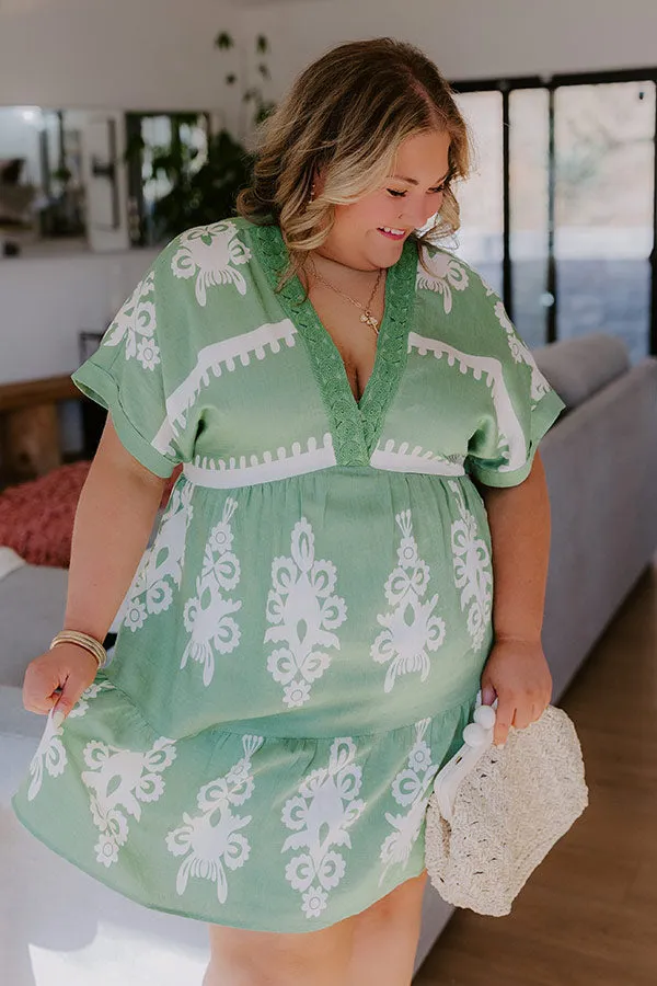 Resort Chic Mini Dress in Green Curves sold by Impressions