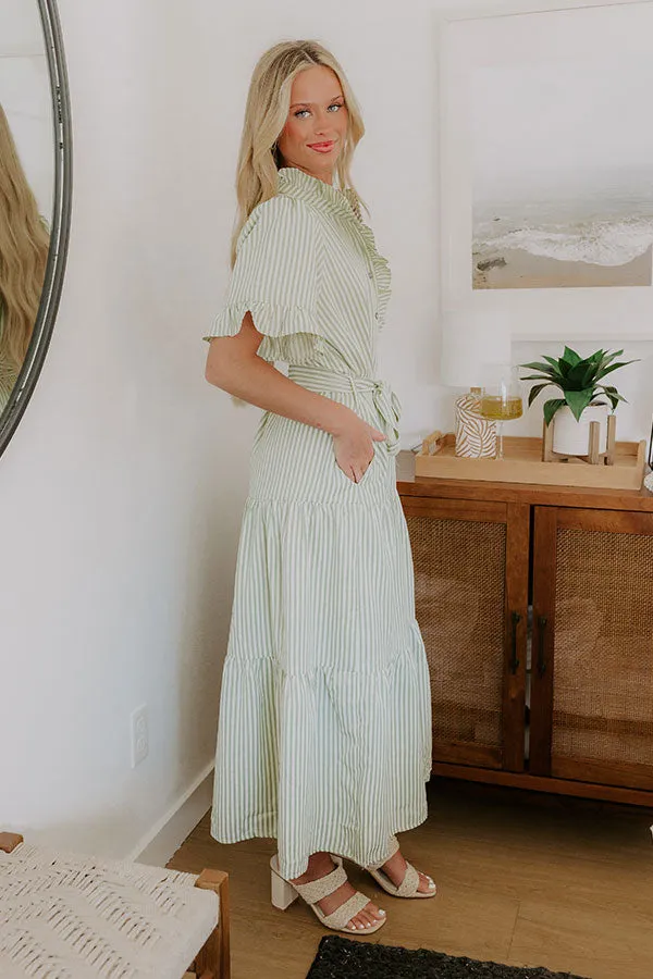 Sweet Energy Stripe Midi Dress in Sage sold by Impressions product image thumbnail 3