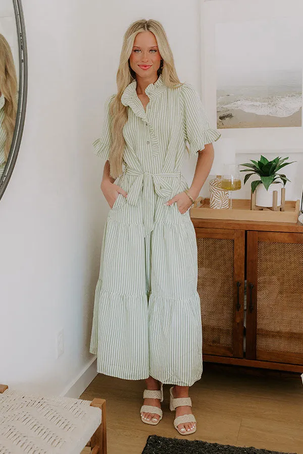 Sweet Energy Stripe Midi Dress in Sage sold by Impressions product image thumbnail 5