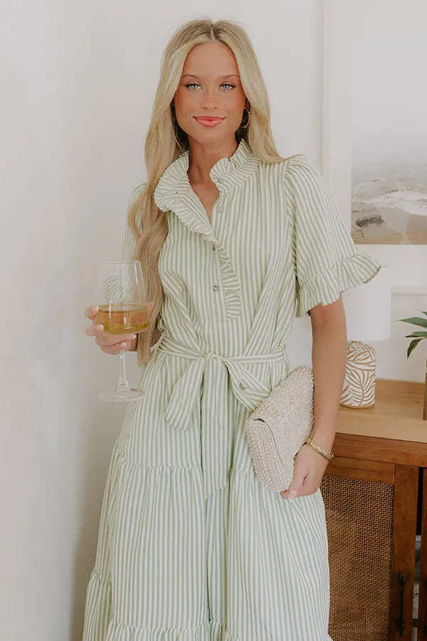 Sweet Energy Stripe Midi Dress in Sage sold by Impressions product image thumbnail 2
