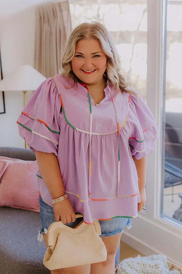 Stroll Through Town Square Top Curves in Lavender Curves sold by Impressions