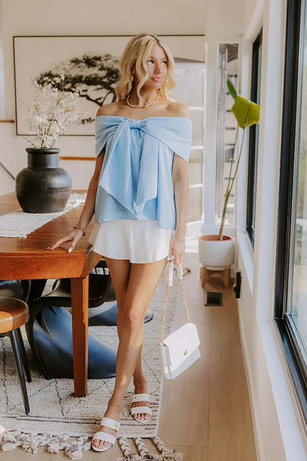 Sweet Statement Off Shoulder Top in Sky Blue sold by Impressions