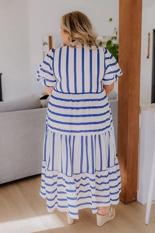 Favorite Story Line Stripe Maxi Dress in Navy Curves sold by Impressions product image thumbnail 4