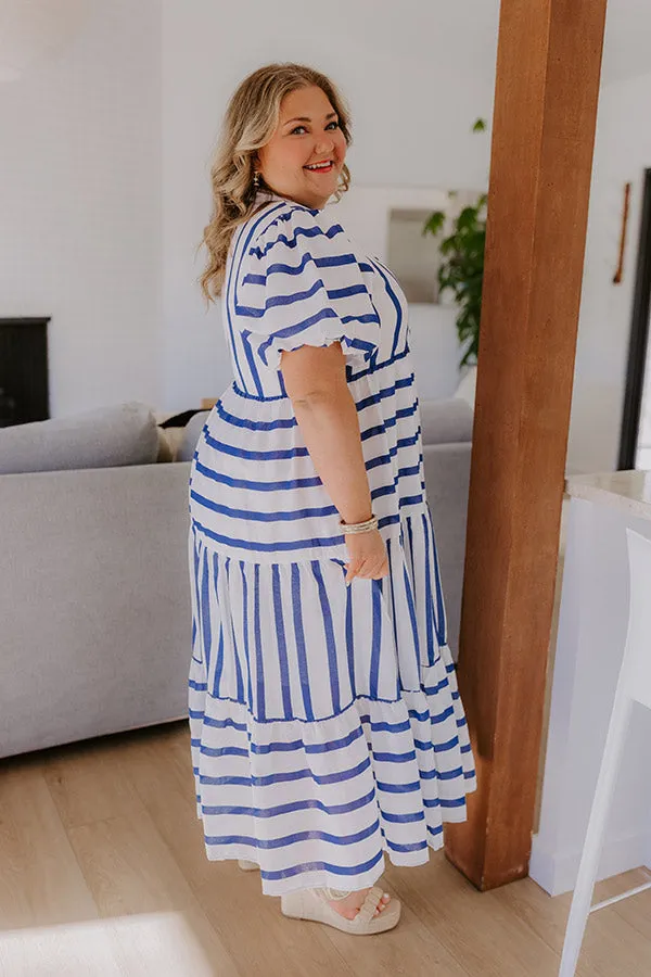Favorite Story Line Stripe Maxi Dress in Navy Curves sold by Impressions product image thumbnail 5