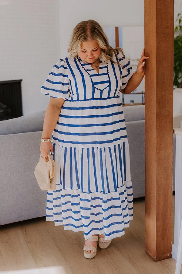 Favorite Story Line Stripe Maxi Dress in Navy Curves sold by Impressions product image thumbnail 2