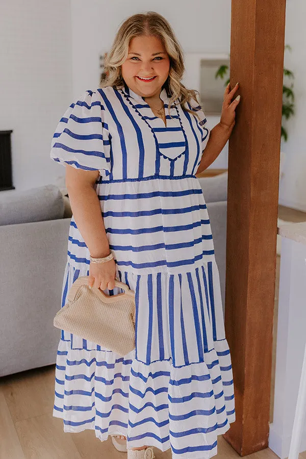 Favorite Story Line Stripe Maxi Dress in Navy Curves sold by Impressions product image thumbnail 3