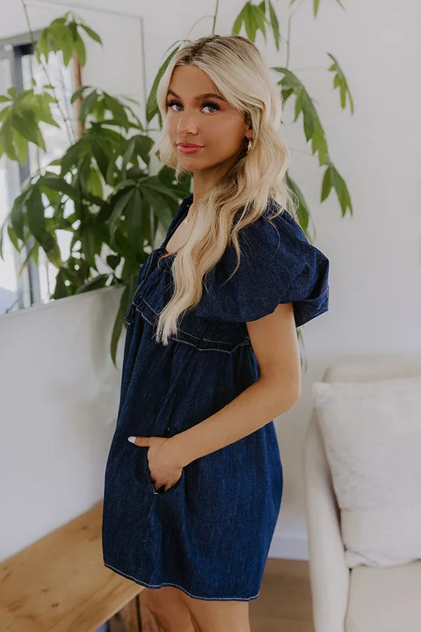 Bistro Cutie Denim Romper in Dark Wash sold by Impressions product image thumbnail 5
