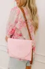 Bungalow Party Raffia Woven Clutch in Pink sold by Impressions
