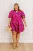 Charmed Feeling Floral Mini Dress in Hot Pink Curves sold by Impressions