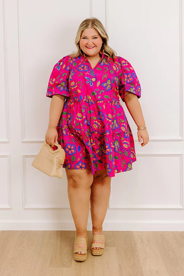 Charmed Feeling Floral Mini Dress in Hot Pink Curves sold by Impressions product image thumbnail 2