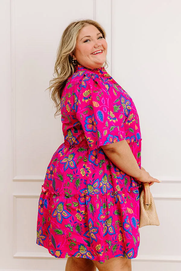 Charmed Feeling Floral Mini Dress in Hot Pink Curves sold by Impressions product image thumbnail 3