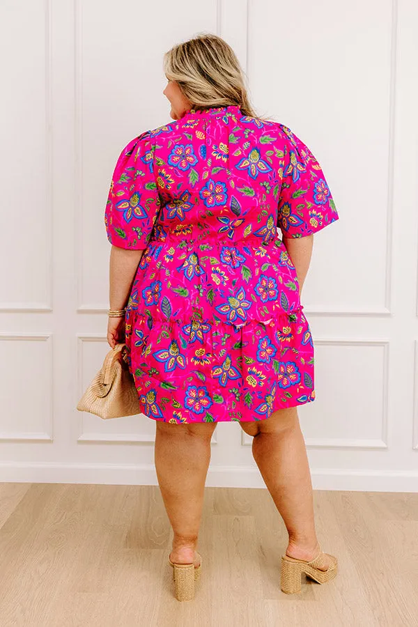 Charmed Feeling Floral Mini Dress in Hot Pink Curves sold by Impressions product image thumbnail 4