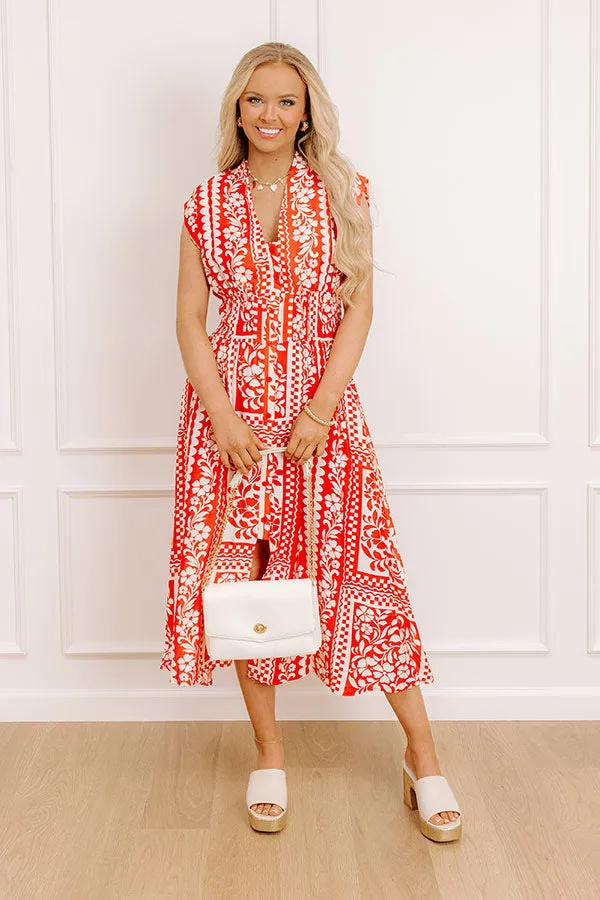 Hawaii Holiday Floral Midi Dress in Red sold by Impressions product image thumbnail 4