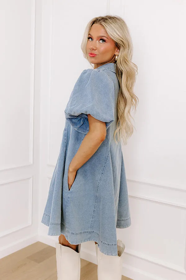 Dreamy Days Denim Mini Dress in Medium Wash sold by Impressions product image thumbnail 3
