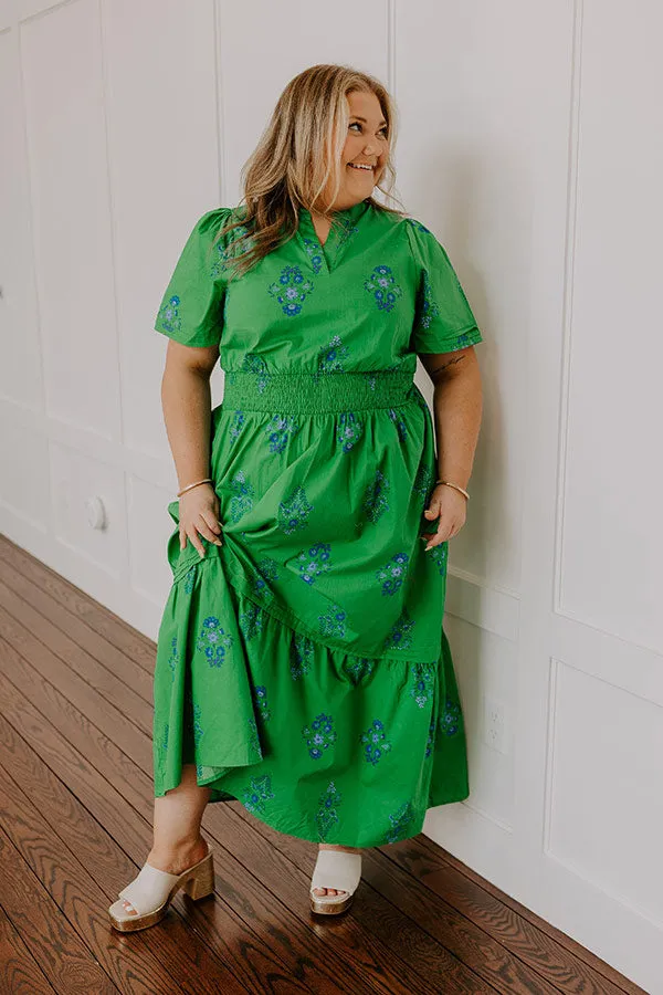 Brunch Babe Floral Maxi Dress in Kelly Green Curves sold by Impressions product image thumbnail 2