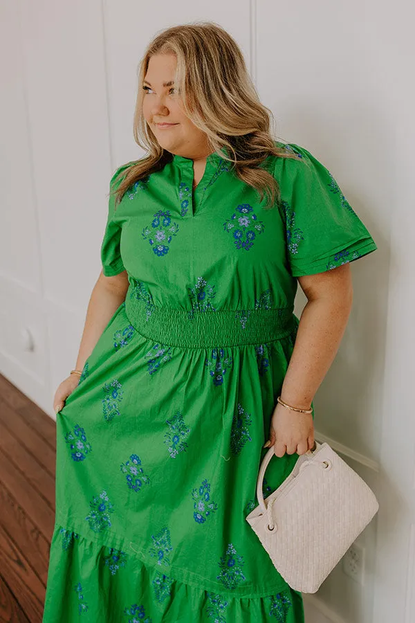 Brunch Babe Floral Maxi Dress in Kelly Green Curves sold by Impressions product image thumbnail 3