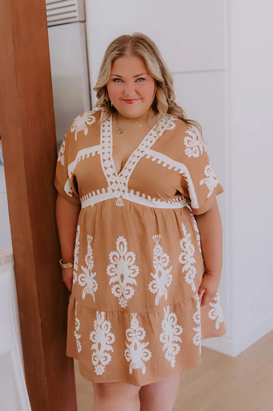 Resort Chic Mini Dress in Camel Curves sold by Impressions