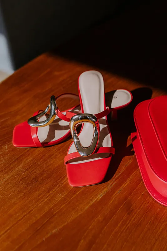 The Stella Faux Leather Heel in Red sold by Impressions