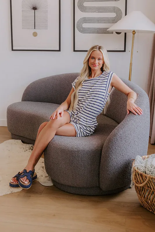 Dockside Cutie Stripe Romper in Slate sold by Impressions
