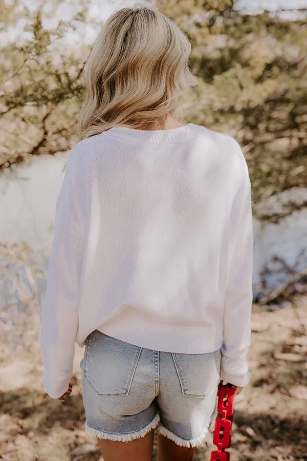 American Girl Embroidered Knit Sweater in White sold by Impressions product image thumbnail 4